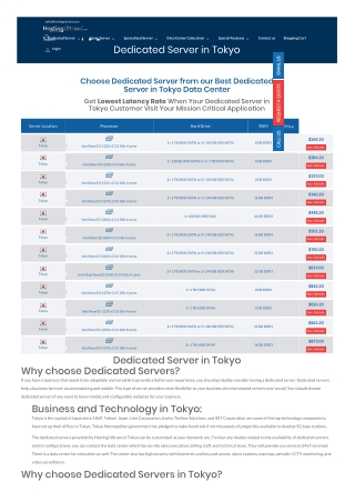 Tokyo Dedicated Server