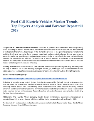 Fuel Cell Electric Vehicles Market Trends, Top Players Analysis and Forecast Report till 2028