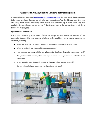 Questions to Ask Any Cleaning Company before Hiring Them