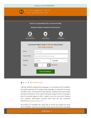 Sql homework help service - My Assignment Help