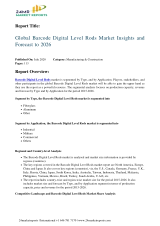Barcode Digital Level Rods Market Insights and Forecast to 2026