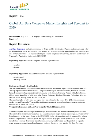 Air Data Computer Market Insights and Forecast to 2026