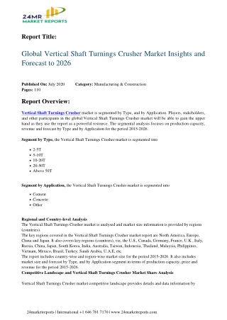 Vertical Shaft Turnings Crusher Market Insights and Forecast to 2026