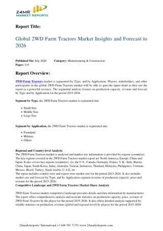 2WD Farm Tractors Market Insights and Forecast to 2026