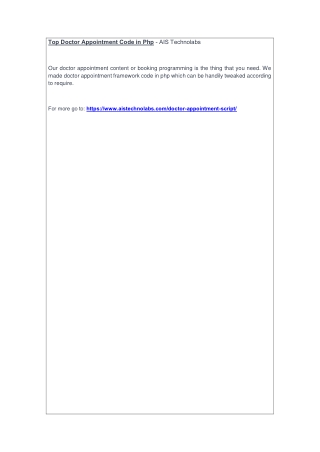 Top Doctor Appointment Code in Php - AIS Technolabs