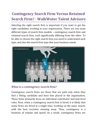 Contingency Search Firm Versus Retained Search Firm - WalkWater Talent Advisors