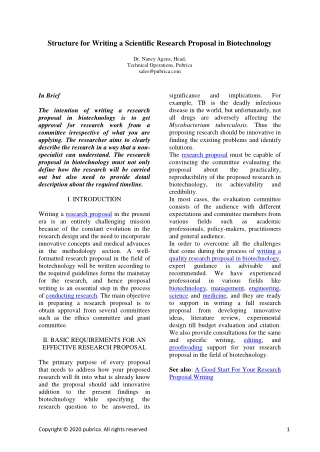 Structure for writing a scientific research proposal in biotechnology - Pubrica