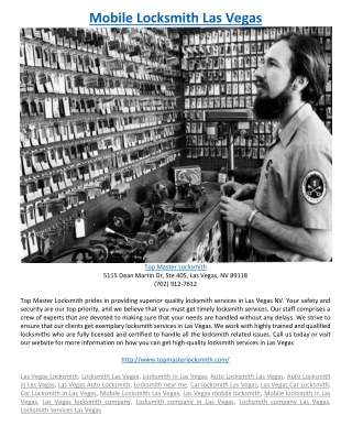 Mobile Locksmith Las Vegas