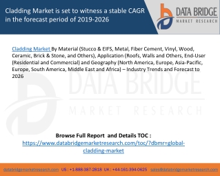 Cladding Market is set to witness a stable CAGR in the forecast period of 2019-2026