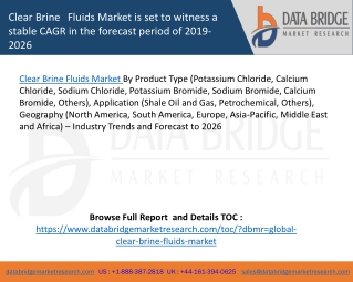 Clear Brine Fluids Market is set to witness a stable CAGR in the forecast period of 2019-2026