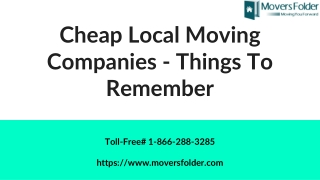 Cheap Local Moving Companies - Things to Remember