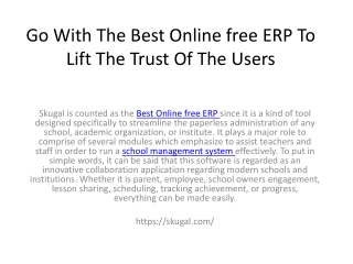 Go With The Best Online free ERP To Lift The Trust Of The Users