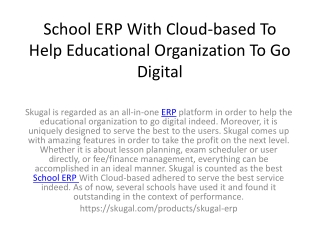 School ERP With Cloud-based To Help Educational Organization To Go Digital