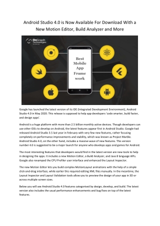 New Android Studio 4.0 Features Preview | OnGraph Technology