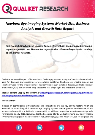 Newborn Eye Imaging Systems Market Overview, Size, Future Scope and Industry Analysis By 2027