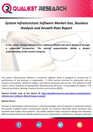 System Infrastructure Software Market Size, Growth Insight And Global Industry Analysis by 2027