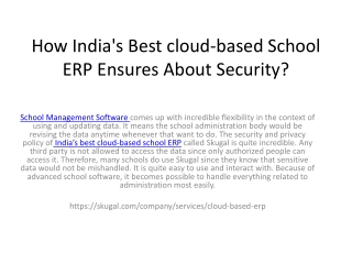 How India's Best cloud-based School ERP Ensures About Security?