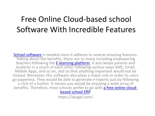 Free Online Cloud-based school Software With Incredible Features