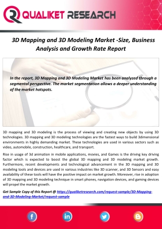 Global 3D Mapping and 3D Modeling Market 2019 Trends, Market Share, Industry Size, Growth Rate, Opportunities and Foreca