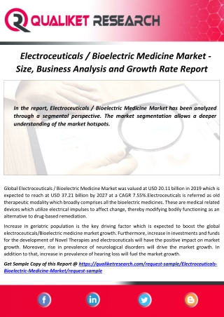 Electroceuticals / Bioelectric Medicine Market Growth Rate ,Analysis, Development Status and Outlook, Applications-Forec