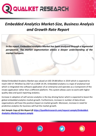 Comprehensive Analysis Report of Embedded Analytics Market |Growth,Application,Size,Share,Trend and Regional Analysis Re