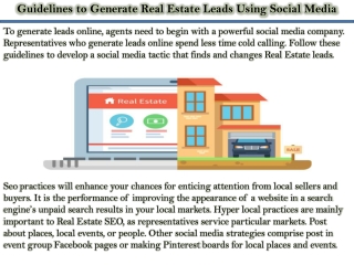 Guidelines to Generate Real Estate Leads Using Social Media
