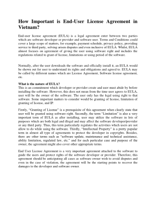 How Important is End-User License Agreement in Vietnam?