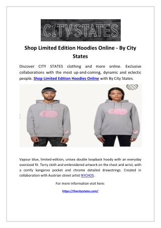 Shop Limited Edition Hoodies Online - By City States