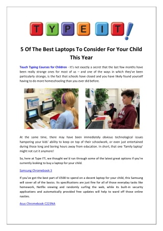 5 Of The Best Laptops To Consider For Your Child This Year