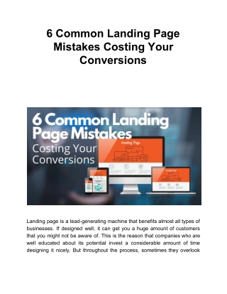 6 Common Landing Page Mistakes Costing Your Conversions