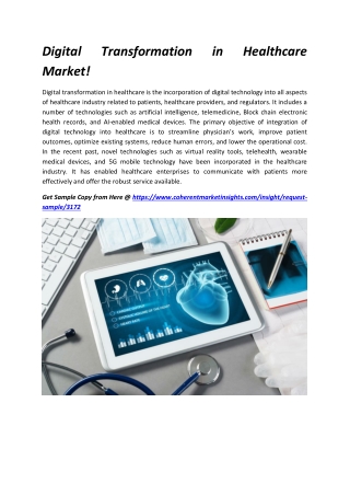 Digital Transformation in Healthcare Market!