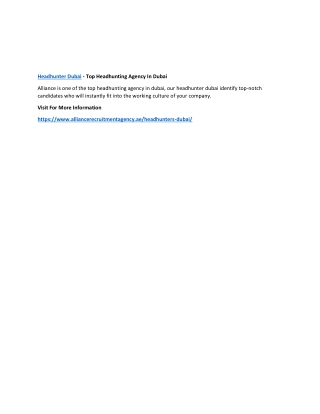 Headhunters Dubai - Top Headhunting Agency In Dubai
