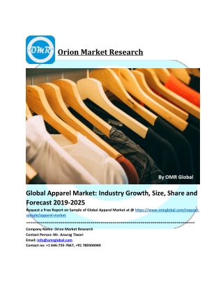 Global Apparel Market Trends, Size, Competitive Analysis and Forecast - 2019-2025