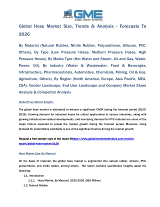 Global Hose Market Size, Trends & Analysis - Forecasts To 2026