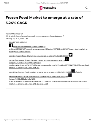 2020 Frozen Food Market Size, Share and Trend Analysis Report to 2026