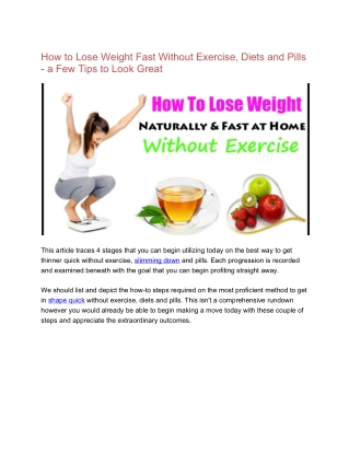 How to Lose Weight Fast Without Exercise