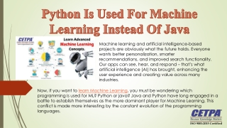 Why Python Used In Machine Learning than Java