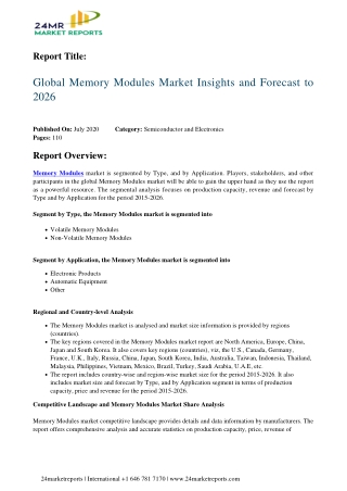 Memory Modules Market Insights and Forecast to 2026