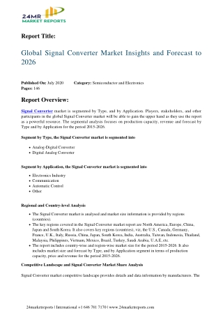 Signal Converter Market Insights and Forecast to 2026