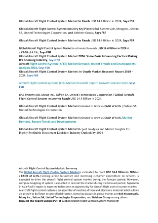 aircraft flight control system market is estimated to reach USD 14.4 Billion in 2024