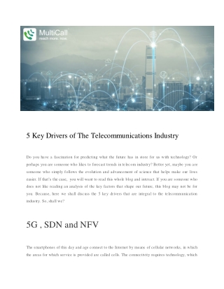 5 Key Drivers of The Telecommunications Industry