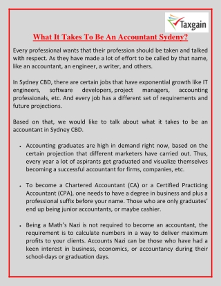 What It Takes To Be An Accountant Sydeny?