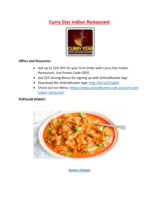 15% Off - Curry Star Indian Restaurant Menu Ballarat, Vic