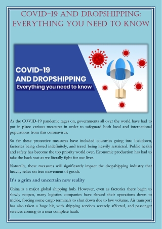 COVID-19 and Dropshipping Everything You Need to Know