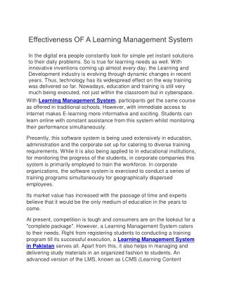 Effectiveness of learning management system