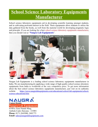 School Science Laboratory Equipments Manufacturer