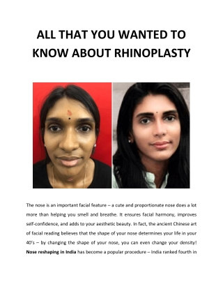 All that you wanted to know about Rhinoplasy