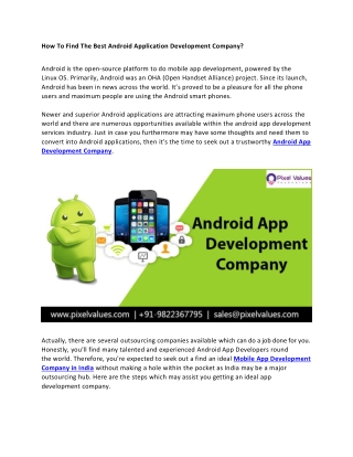 How To Find The Best Android Application Development Company