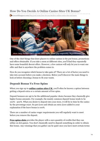 How Do You Decide A Online Casino Sites UK Bonus?