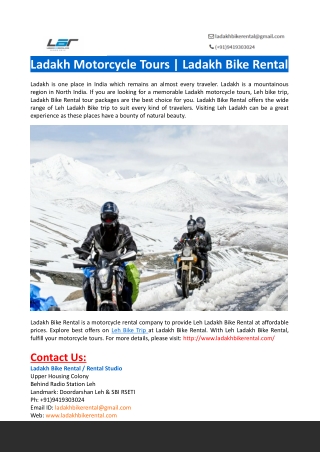 Ladakh Motorcycle Tours-Ladakh Bike Rental